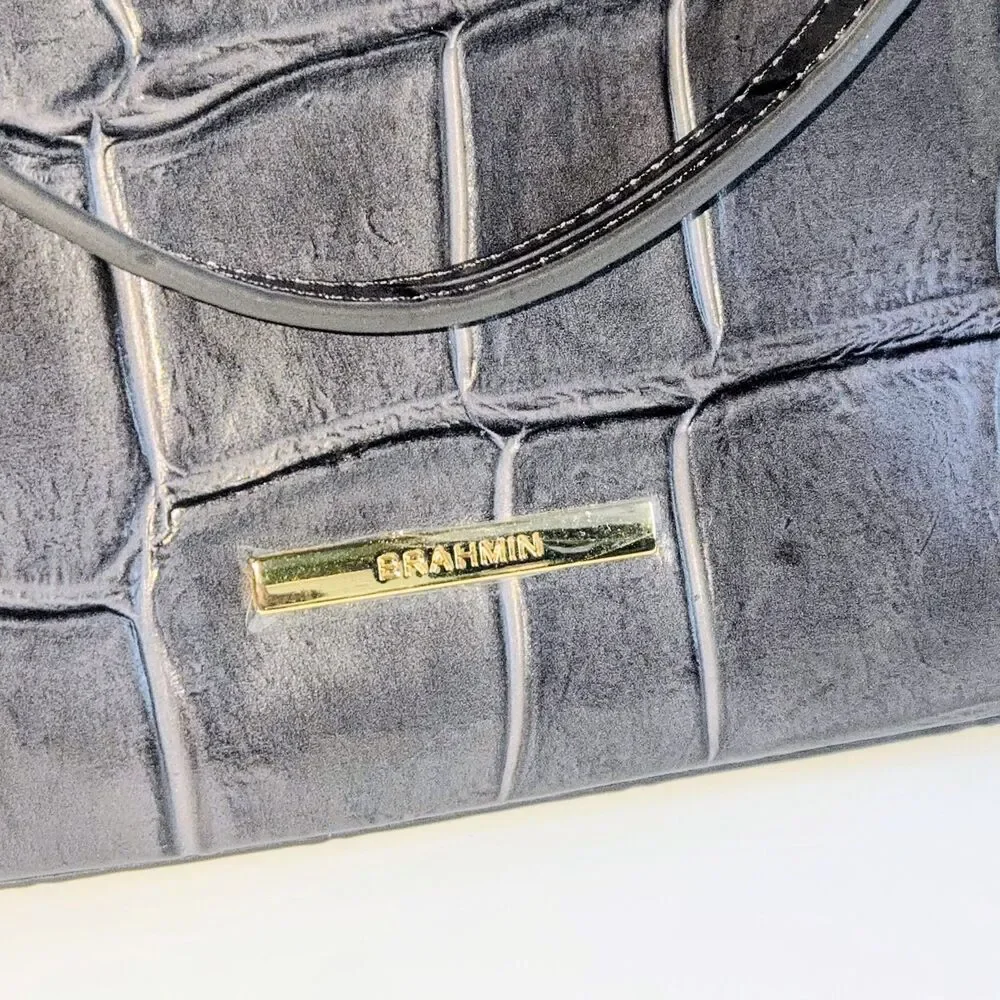 BRAHMIN Bag Ezra Nocturnal Lysander Grey/Purplish Tote Leather AUTHENTIC NEW
